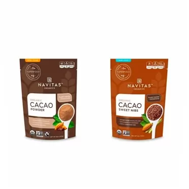Navitas Organics Cacao Powder, 8oz. Bag — Organic, Non-GMO, Fair Trade, Gluten-Free & Sweetened Cacao Nibs, 4oz. Bag - Organic, Non-GMO, Fair Trade, Gluten-Free