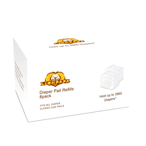 LIONPAPA Diaper Pail Refills Fit Classic Diaper Pails - Powder Scent - Holds 3960 Diapers - 8 pack 8 pack classic