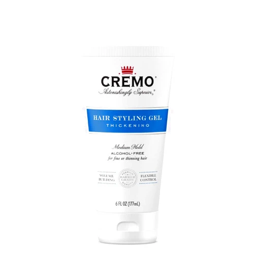 Cremo Barber Grade Hair Styling Gel, Thickening Medium Hold Formula, 6 oz