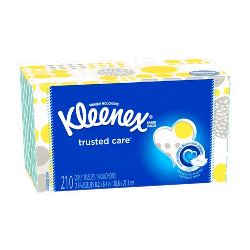 Kleenex Trusted Care Everyday Facial Tissues, Flat Box, 210 Count (Pack of 1)