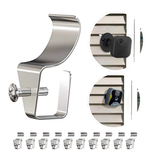 Hibezos Vinyl Siding Clip Hooks for All-New Outdoor Camera, No-Hole Needed Outdoor Siding Hanger Mounting for Home Security Camera, Vinyl Siding Mount,12 Pack