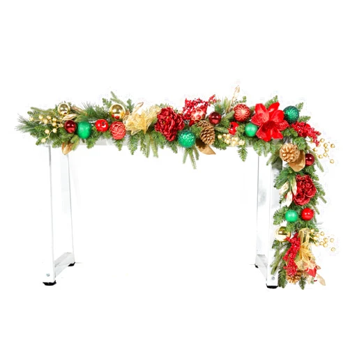 WBHome Pre-lit 6 Feet/72 Inch Christmas Garland, Red & Green & Gold Lighted Garland with 50 LED Lights for Indoor Outdoor Xmas Decor Holiday Decorations, Battery Operated (Batteries NOT Included)