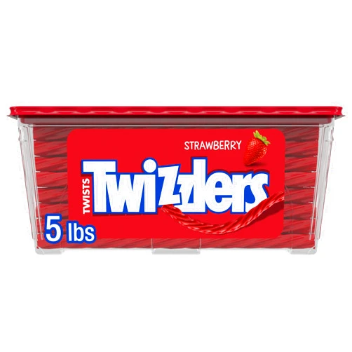 TWIZZLERS Twists Strawberry Flavored Licorice Style, Low Fat Candy Tub, 5 lb