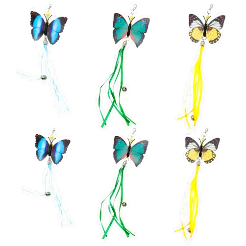 Xokipol 6pcs Cat Wand Attachments Interactive Sports Cat Pet Toy Playthings Kitten Plaything Cat Teasing Toy Bring More Joy and Fun (Green Blue Yellow)