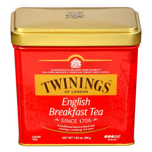 Twinings English Breakfast Loose Tea Tins, 7.05 Ounce Tins (Pack of 6), Smooth, Flavourful, Robust Black Tea Leaves, Caffeinated, Enjoy Hot or Iced