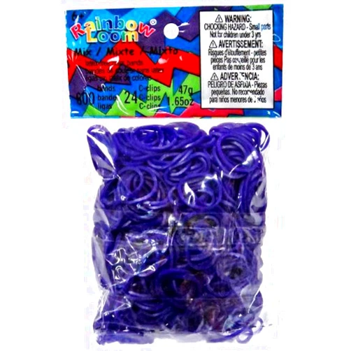 Rainbow Loom Official Rainbow Loom 600 Ct. Rubber Band Refill Pack DEEP PURPLE [Includes 25 C-Clips!]