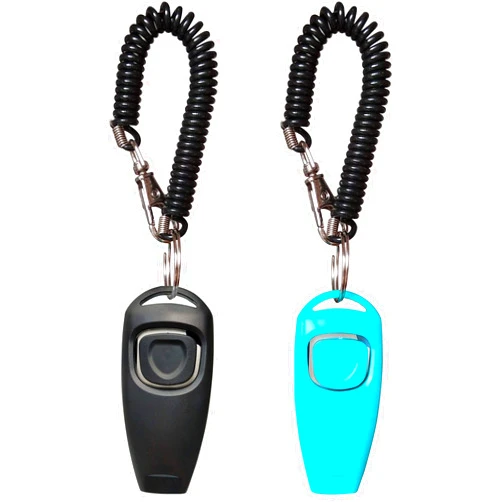 HoAoOo Pet Training Clicker Whistle with Wrist Strap - Dog Training Clickers (Black + Blue)