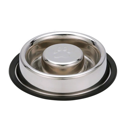Neater Pet Brands Stainless Steel Slow Feed Bowl - Non-Tip & Non-Skid - Stops Dog Food Gulping, Bloat, Indigestion, and Rapid Eating (3/4 Cup)