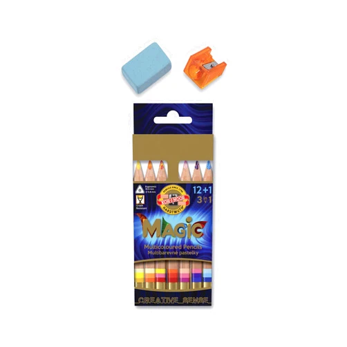 Koh-I-Noor MAGIC Jumbo Triangular Coloured Pencil (Pack of 12 + 1)