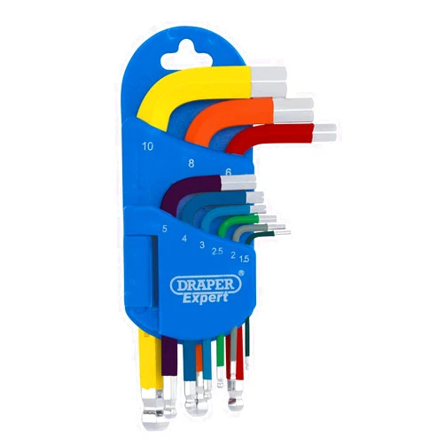 Draper 04912 Metric Multicolour Short Arm Ball End Hex Key Set (9 Piece)