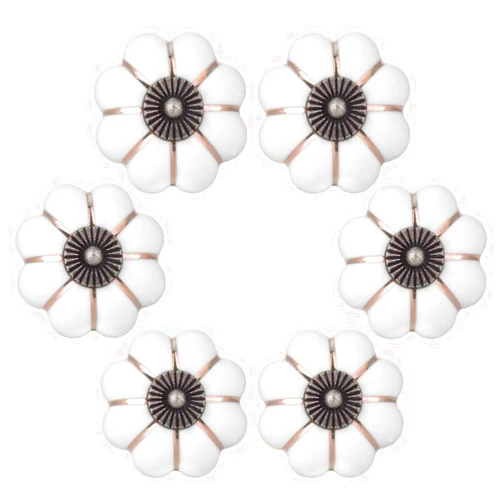 Wolfteeth Fall Decorative Knobs for Cabinets and Drawers, Wolfteeth 1-1/2 inch Kitchen Cabinet Knobs, Fall Pumpkin Cabinet Knobs, Drawer Knobs, Ceramic Knobs, Knobs for Dresser Drawers, White Cabinet Knobs 6pcs