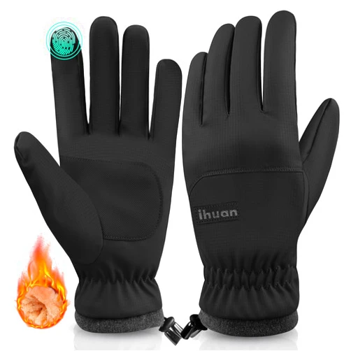 ihuan Winter Gloves Waterproof Windproof Mens Women - Warm Gloves Cold Weather, Touch Screen Fingers, Driving Biking Running