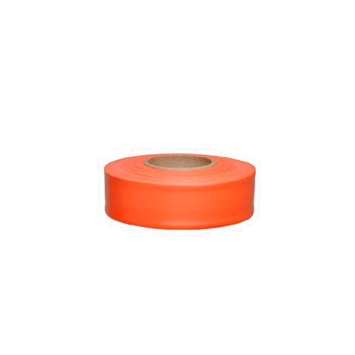 NMC FT18 Fluorescent Flagging Tape - 1.1875 in. x 150 ft., Orange, Blank Non-Adhesive Vinyl Marker Tape, 3 mm Thickness