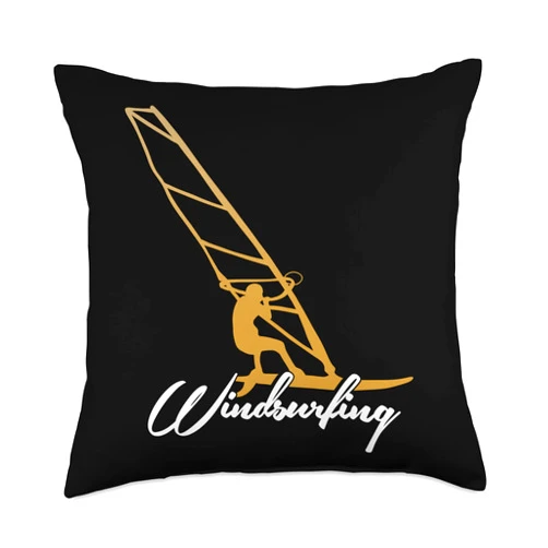 Water Sports Windsurf Surfing Surfer Sailing Gift Sailboarding Ocean Wave Windsurfer Surfing Throw Pillow, 18x18, Multicolor