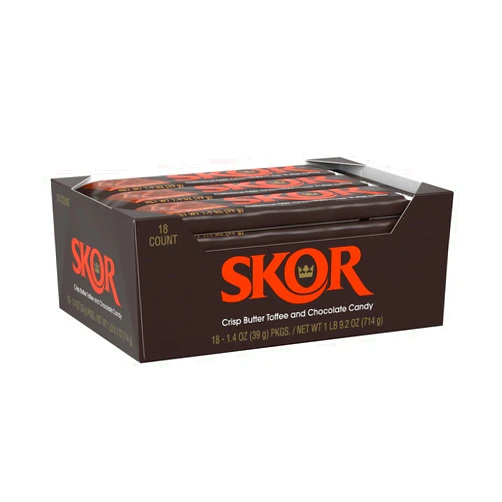 SKOR Crisp Butter Toffee and Chocolate Candy Bars, 1.4 oz (18 Count)