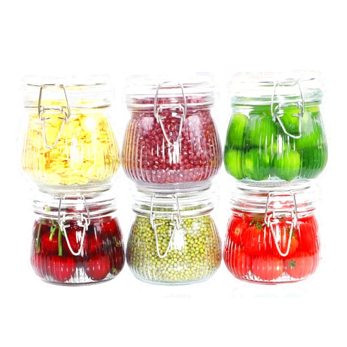GMCOZY Glass Jar With Airtight Lid 16 Oz-6set Thicken Sealed Food Storage Canister Wide Mouth Mason Storage Jars For Kitchen Pantry Coffee Beans Nuts Baking Goods Tea Spice Cereal Fruits