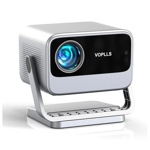 VOPLLS [Netflix Officially & AI Auto Focus]VOPLLS 4K Projector with WiFi and Bluetooth, 3D Stereo Sound & Auto Keystone Video Projector, 600 ANSI Outdoor Movie Projector with Screen, MAX 300''Display(Grey)