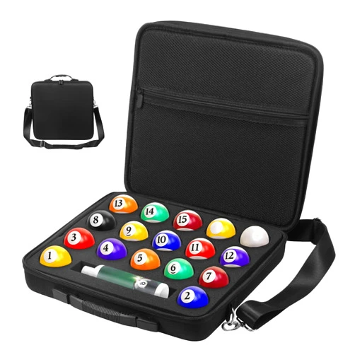 Zuxmvot Billiard Ball Carrying Case, Large Capacity Pool Ball Case Carrying with Handle and Adjustable Shoulder Strap for Home Outdoor Traveling Club