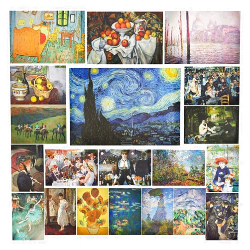 The Gifted Stationery 20 Count Famous Impressionist Wall Art Posters for Classroom, Home Decor, Matte Laminated Unframed Fine Art Prints, 200gsm (13 x 19 In), Office