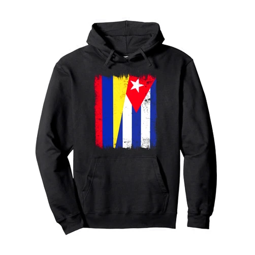 Cuba Flag Designs Proud Cuban Roots Colombia Cuba Half Flag Colombian Cuban Heritage Pullover Hoodie