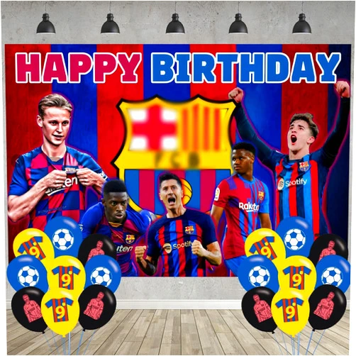 ELZEM Soccer Birthday Party Decoration,Soccer Party Photo Background 5 x 3 FT and 18 Pcs Balloon,Football Merch Party Backdrop Supplies