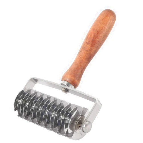 Shipenophy Pastry Lattice Roller Cutter, Stainless Steel Roller Knife Lattice Pie Crust Cutter with Wood Handle, Dough Lattice Roller Cutter Kitchen Cooking Baking Tools for Dought Cookie Pie Pizza