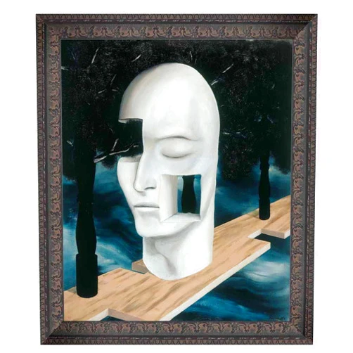Ltt-Ydd-Ccl Rene Magritte“The face of genius”Surrealism Canvas Wall Art for Living Room Home Decorations Office Bedroom Decor Artwork Pictures Ready to Hang(Black Framed,30x40cm 12x16inch)