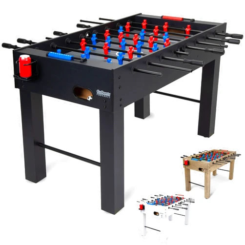 GoSports 54 Inch Full Size Foosball Table - Includes 4 Balls and 2 Cup Holders – Black, Oak, or White