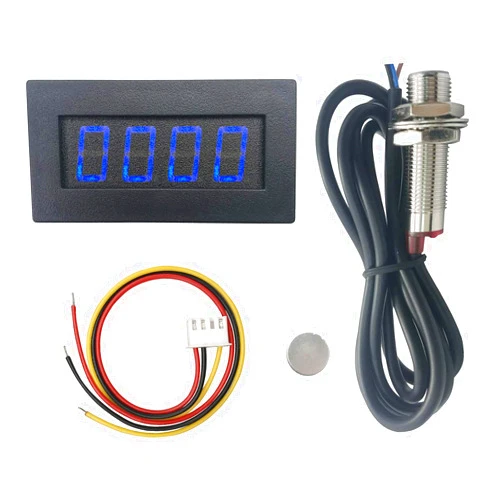 DIGITEN 4 Digital LED Tachometer RPM Speed Meter+Hall Proximity Switch Sensor NPN Blue