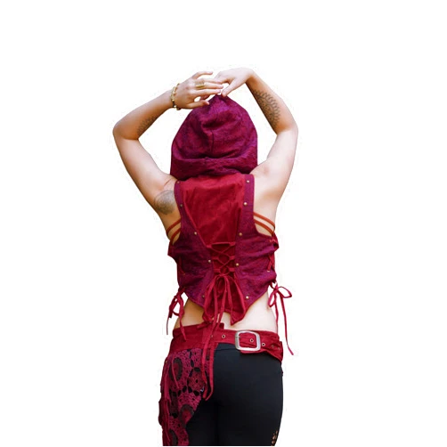 AryaClothing Aurora Vest - Gypsy Festival Boho Style Corset Back Crop Waistcoat Steampunk Top Vegan Tribal Medieval Vest