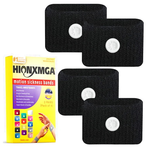 HIONXMGA Motion Sickness Bands/Acupressure Nausea Wristband for Nausea,Sea Sickness Wristbands for Natural Relief of Morning Sickness,Dizziness, Motion Sickness(Car, Sea, Flying Travel Sickness)