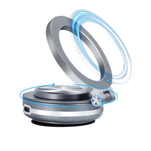 Ploreatu Electric Vacuum Magnetic Car Phone Mount - 360° Rotating Magnetic Phone Holder,Strong Magnetic Grip for Car Kitchen Mirro Gym Bath Shower Compatible with iPhone & Android (Silver)