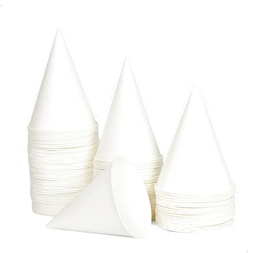 AQUEENLY 100 Snow Cone Cups, Wax Coated Leakproof Cone Paper Cups for Slush, Shaved Ice, Water - 6OZ, White
