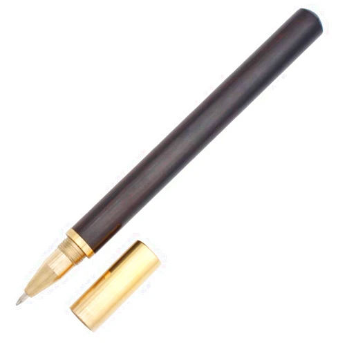 Gullor Handcrafted Brass Wood Rollerball Pen, Signature Liguid Ink Roller Pen for Office Business Gift Pen, Black Wood