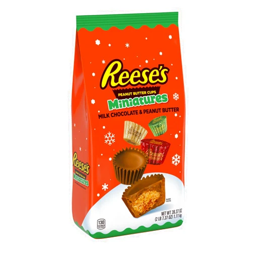 REESE'S Miniatures Milk Chocolate Peanut Butter Cups, Christmas Candy Bulk Bag, 39.37 oz