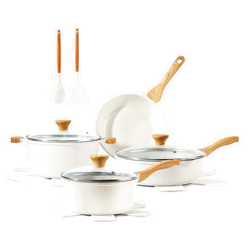 SENSARTE Nonstick Ceramic Cookware Set 13-Piece, Healthy Pots and Pans Set, Non-toxic Kitchen Cooking Set with Stay-Cool Handles, Silicone Tools and Pot Protectors, PFAS and PFOA Free
