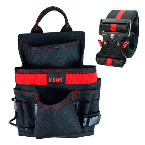 KUNN Carpenter Pouch Durable 10-Pocket Tool Belt with Hammer Loop,Tape Clip,Nail Tool Bag,Heavy Duty Quick Release Metal Buckle Tool Belts for Construction,Contractor,Roofer