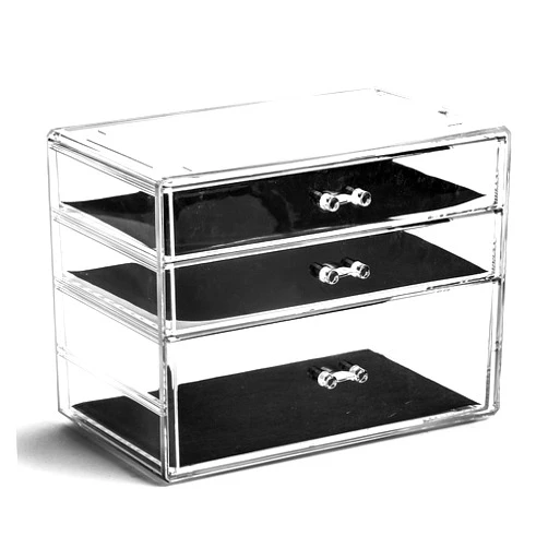 BINO | 3 Drawer Makeup Organizer | Amsterdam Avenue | THE MANHATTAN SERIES | Makeup Drawer Storage | Cosmetic Organizer | Plastic Vanity | Organizer Clear Makeup Organizers And Storage Cases | Acrylic