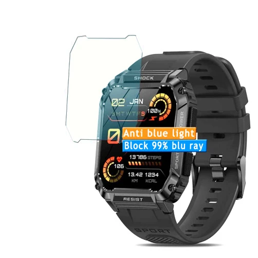 Compatible with Yohuton T3 Smart watch Vaxson 3-Pack Anti Blue Light Screen Protector, compatible with with Yohuton T3 1.95