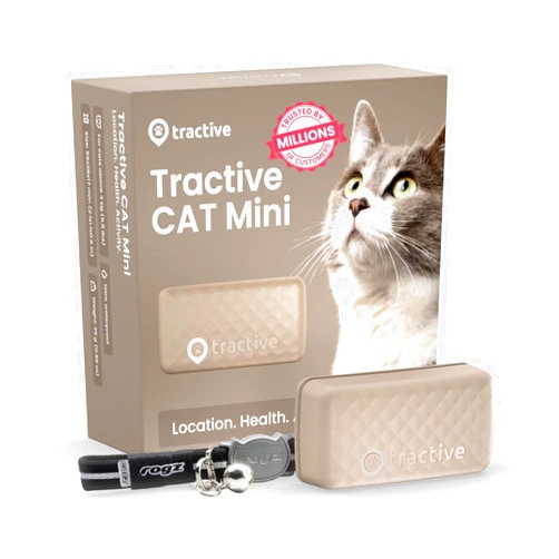 Tractive GPS Tracker & Health Monitoring for Cats (6.5 lbs+) - Market Leading Pet GPS Location Tracker | Wellness & Escape Alerts | Waterproof | Works with Any Collar (Brown)