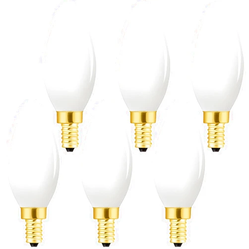 XININSUN Frosted LED Chandelier Light Bulbs 60 Watt Equivalent,E12 LED Bulb Dimmable, Milky White LED Candelabra Bulb,Type B Candle Light Bulbs,2700K Warm White 600lm,6Pack