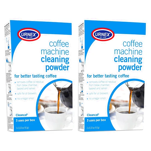 Urnex Coffee Maker and Espresso Machine Cleaner Cleancaf Powder - 2 Pack (6 Packets) - Safe on Delonghi Ninja Hamilton Beach Mr Coffee Braun and More