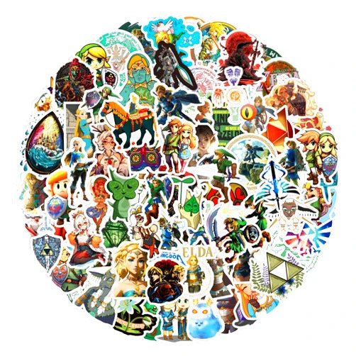 MJCYW 120pcs The Legend of Zelda: Breath of The Wild and Tears of The Kingdom Stickers Cartoon Cool Game Waterproof Stickers Car Bicycle Suitcase Computer Water Bottle Mobile Phone Stickers (Ze-lda)