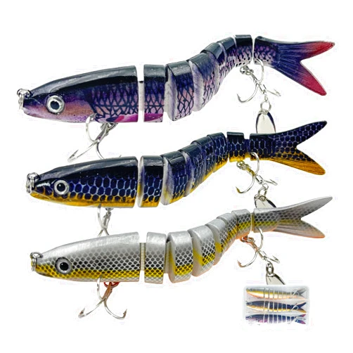 JPY 3 PCS Multi-Jointed Swimbait with Spinner Baits Blades Topwater Fishing Lures for Bass Trout Walleye Fish Bait Lures Kit, Lifelike Slow Sinking Crappie Bionic Fishing Swimbait Freshwater