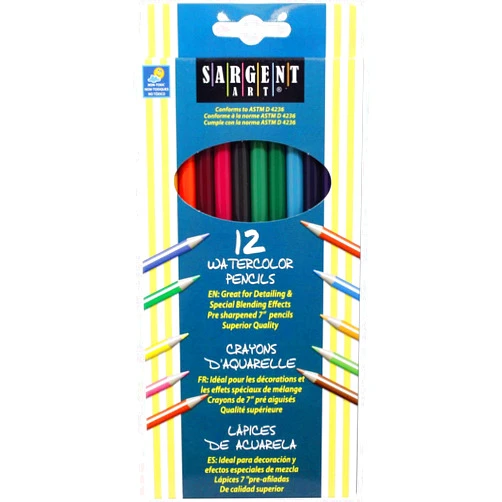 Sargent Art 22-7204 12-Count Assorted Color Watercolor Pencils Set