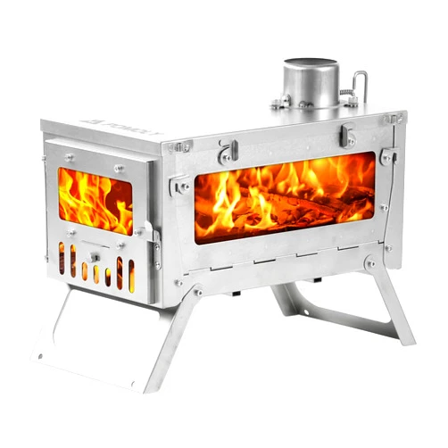 POMOLY Tent Stove Camping Wood Stove, Ti Mini 0.6 Portable Lightweight Titanium Stove for Hiking, Cooking, Heating (Stove Pipe 6.56ft / 2m)