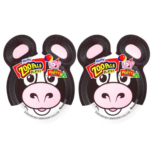 Hefty Zoo Pals Party Edition Paper Plates for Kids, Assorted Animal Designs, 7.75 Inches with Two Dipping Compartments, 20 Count (Pack of 2)