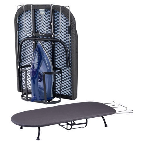 BiJun Small Ironing Board, Foldable Table Top Ompact Portable Mini Ironing Board w/Iron Rest, Set for Dorm Rooms, RVs, Travel Apartments Black Easy to Use and Save Space