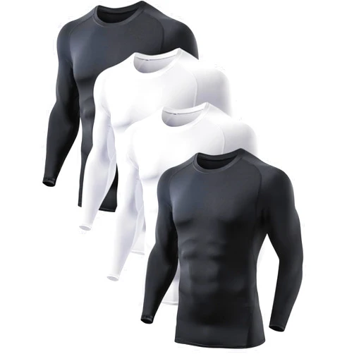 TELALEO 5 or 4 Pack Compression Shirts for Men Long Sleeve Athletic Cold Weather Base Layer Undershirt Gear T Shirt for Workout
