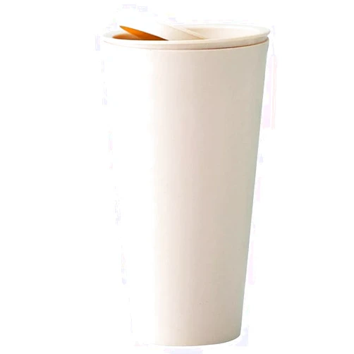 Slakerbe Car Garbage Trash Can, Mini Plastic Vehicle Organizer Storage Waterproof Auto Garbage Container Portable Leakproof Trash Can with Lid for Automotive,Kitchen,Office,Desk,Beige